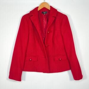 Talbots Red Wool Blend Pique Suit Jacket